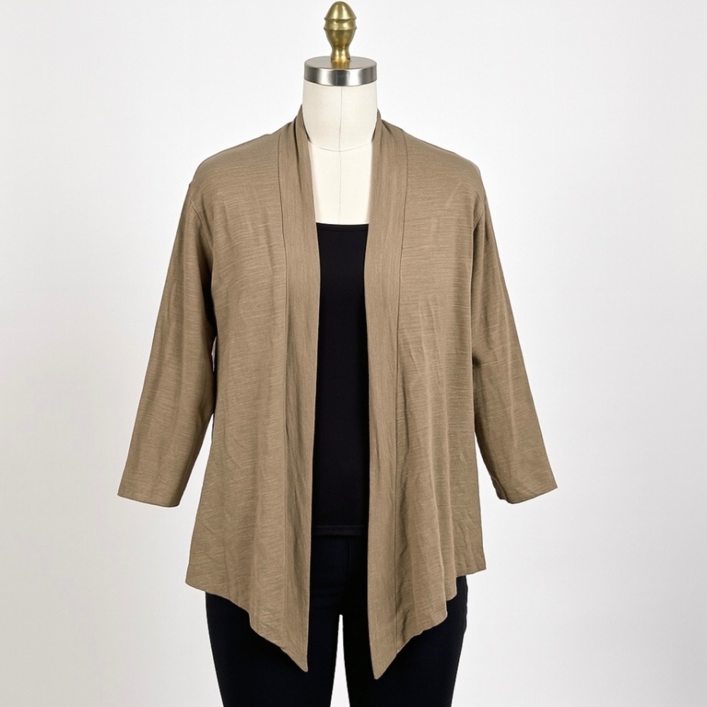 Cariloha Open Front Cardigan Womens 2XL Taupe‎ Lightweight Bamboo Travel